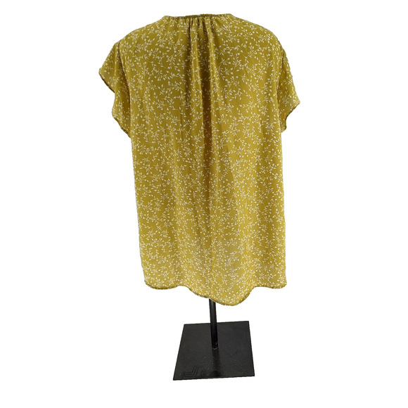 Cynthia Rowley Chartreuse Pull on Floral Tunic Size 1X Rounded Hem Pleated Front - Picture 2 of 10
